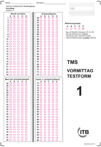 Antwortbögen für den TMS Vormittag und Nachmittag